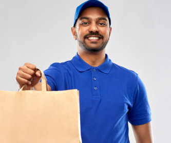 delivery man smiling